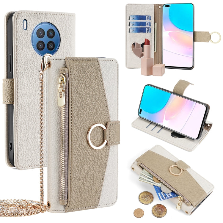 For Huawei nova 8i Crossbody Litchi Texture Leather Phone Case(White)