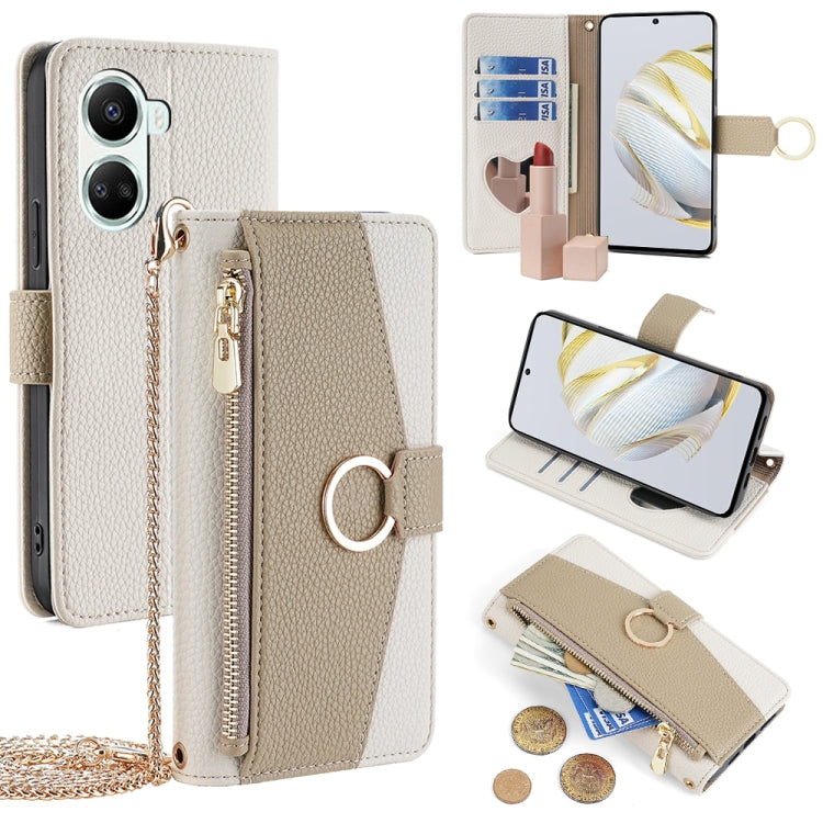 For Huawei nova 10 SE Crossbody Litchi Texture Leather Phone Case(White)