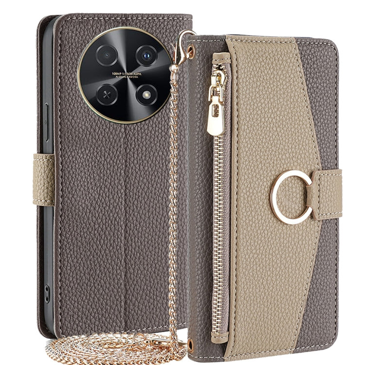 For Huawei nova 12i 4G Crossbody Litchi Texture Leather Phone Case(Grey)