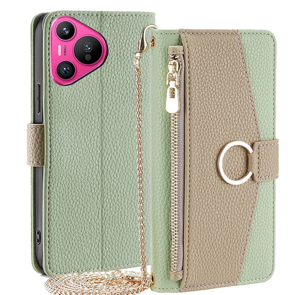 For Huawei Pura 70 5G Crossbody Litchi Texture Leather Phone Case(Green)