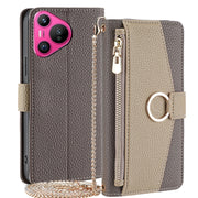 For Huawei Pura 70 5G Crossbody Litchi Texture Leather Phone Case(Grey)