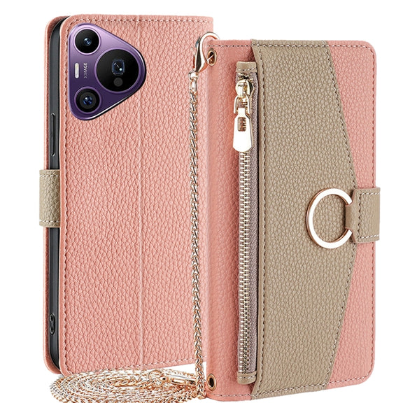 For Huawei Pura 70 Pro / 70 Pro+ 5G Crossbody Litchi Texture Leather Phone Case(Pink)