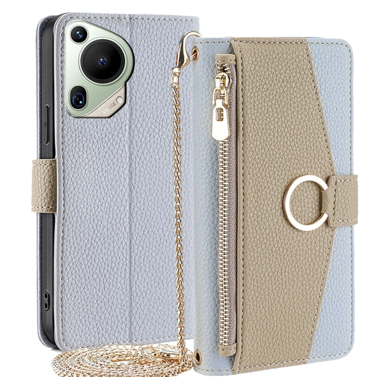 For Huawei Pura 70 Ultra 5G Crossbody Litchi Texture Leather Phone Case(Blue)