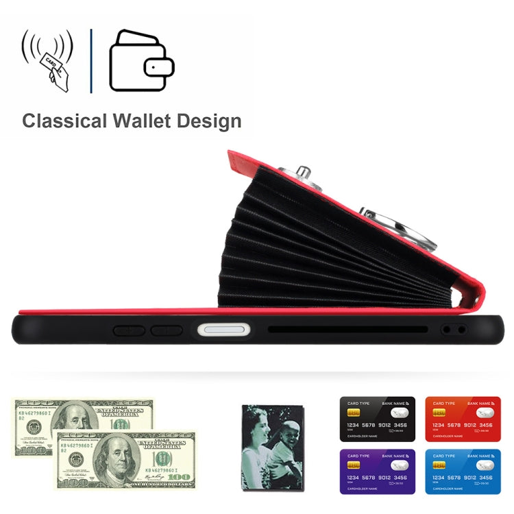 For Xiaomi Redmi Note 12 Pro+ 5G Global Organ Card Bag Ring Holder PU Phone Case(Red)
