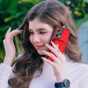 For Xiaomi Redmi Note 12 Pro+ 5G Global Organ Card Bag Ring Holder PU Phone Case(Red)
