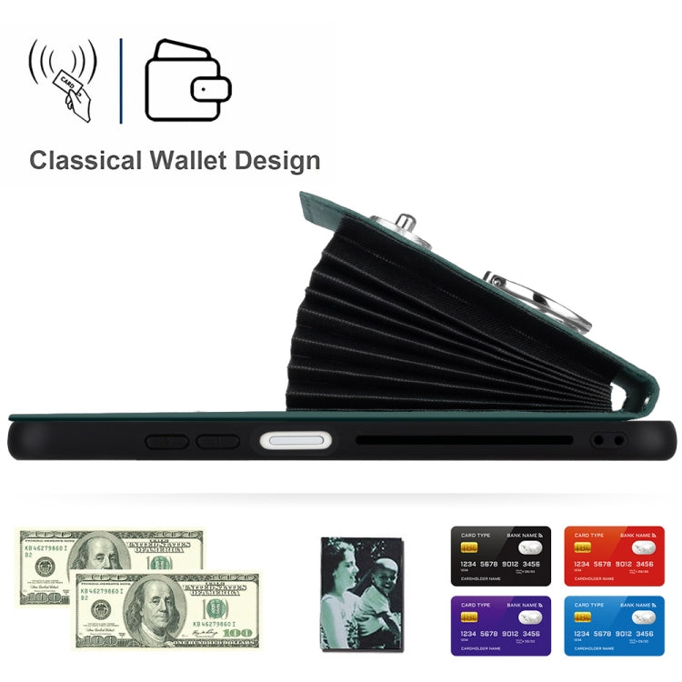 For Xiaomi Poco F5 5G/Redmi Note 12 Turbo Organ Card Bag Ring Holder PU Phone Case(Green)