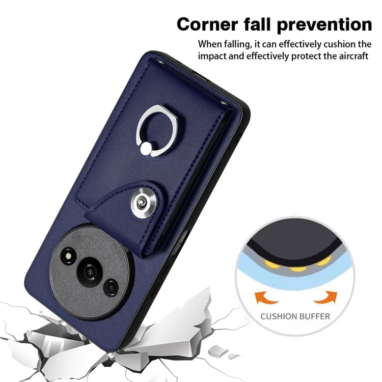 For Xiaomi Redmi A3 4G Organ Card Bag Ring Holder PU Phone Case(Blue)