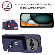 For Xiaomi Redmi A3 4G Organ Card Bag Ring Holder PU Phone Case(Blue)