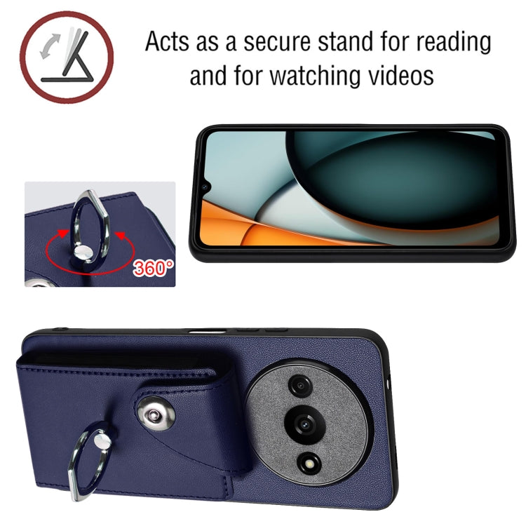 For Xiaomi Redmi A3 4G Organ Card Bag Ring Holder PU Phone Case(Blue)
