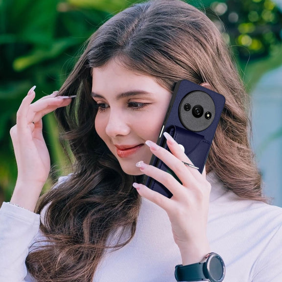 For Xiaomi Redmi A3 4G Organ Card Bag Ring Holder PU Phone Case(Blue)