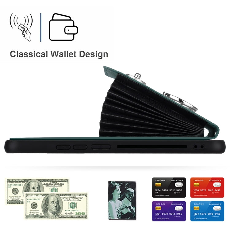 For Xiaomi Redmi Note 13 4G Global Organ Card Bag Ring Holder PU Phone Case(Green)