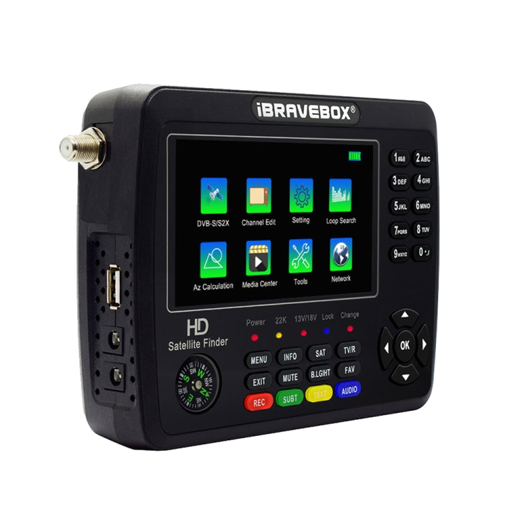iBRAVEBOX V10 Finder Max 4.3 inch Display Digital Satellite Meter Signal Finder, Support DVB-S/S2/S2X, Plug Type:US Plug(Black)