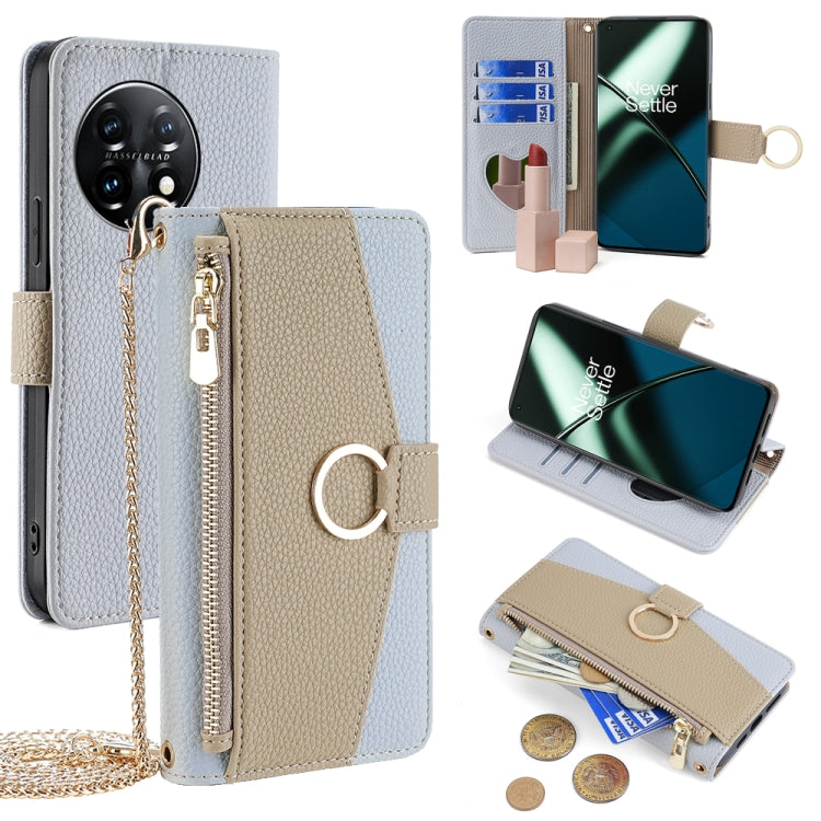 For OnePlus Ace 2 / 11R Crossbody Litchi Texture Leather Phone Case(Blue)