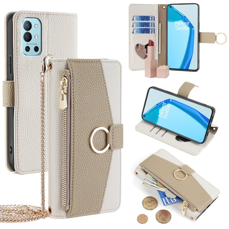 For OnePlus 9R Crossbody Litchi Texture Leather Phone Case(White)