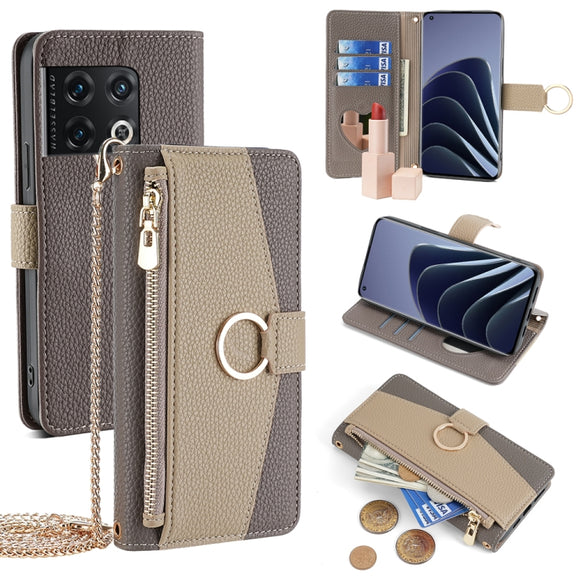 For OnePlus 10 Pro 5G Crossbody Litchi Texture Leather Phone Case(Grey)
