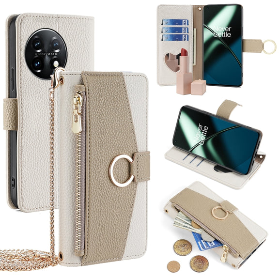 For OnePlus 11 Crossbody Litchi Texture Leather Phone Case(White)