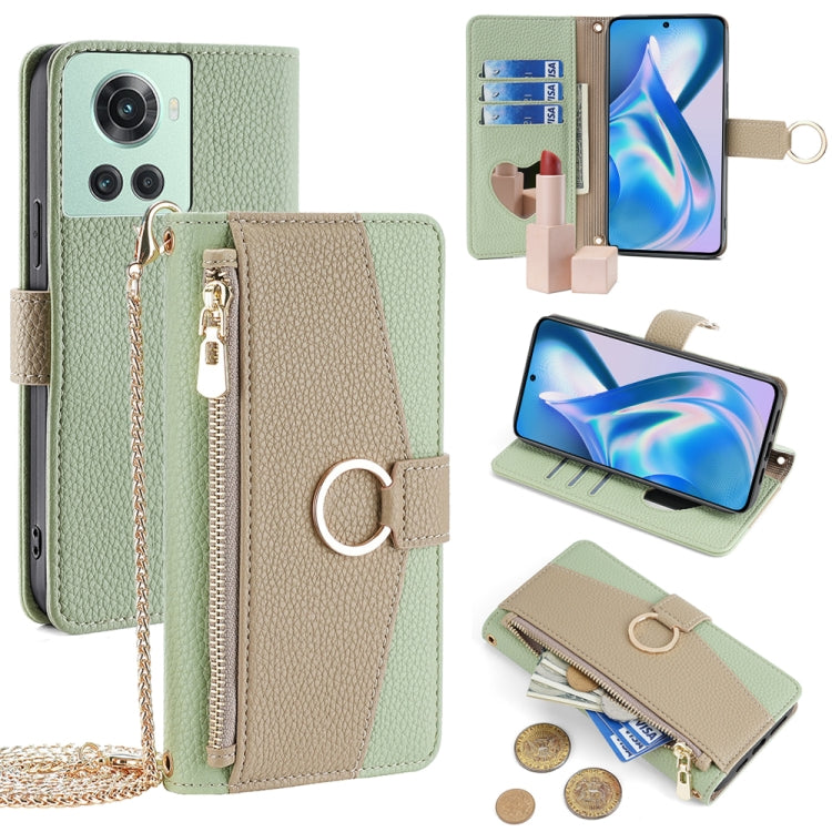 For OnePlus ACE / 10R Crossbody Litchi Texture Leather Phone Case(Green)