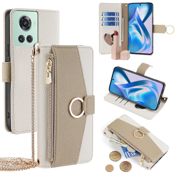 For OnePlus ACE / 10R Crossbody Litchi Texture Leather Phone Case(White)