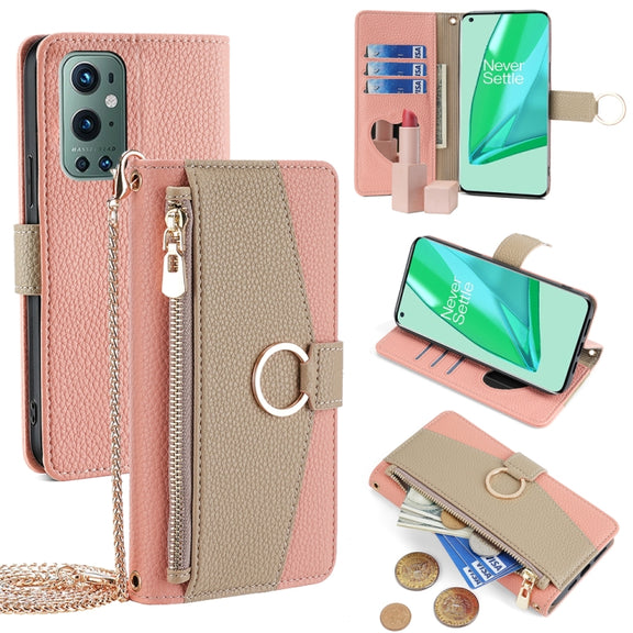 For OnePlus 9 Pro Crossbody Litchi Texture Leather Phone Case(Pink)