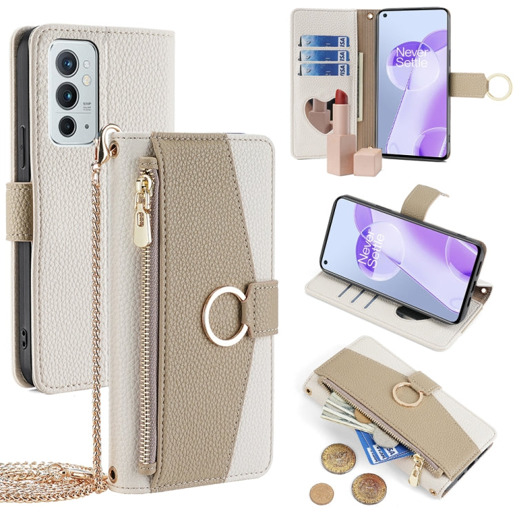 For OnePlus 9RT 5G Crossbody Litchi Texture Leather Phone Case(White)