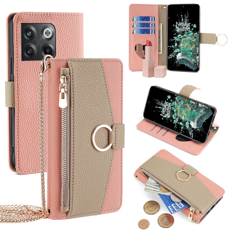 For OnePlus 10T Crossbody Litchi Texture Leather Phone Case(Pink)