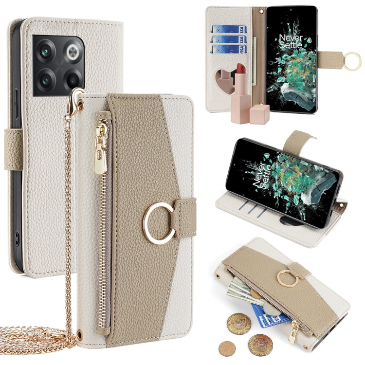 For OnePlus 10T Crossbody Litchi Texture Leather Phone Case(White)