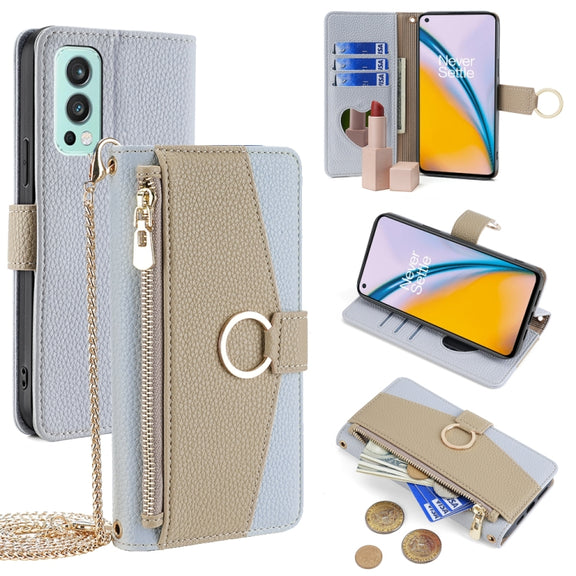 For OnePlus Nord 2 5G Crossbody Litchi Texture Leather Phone Case(Blue)