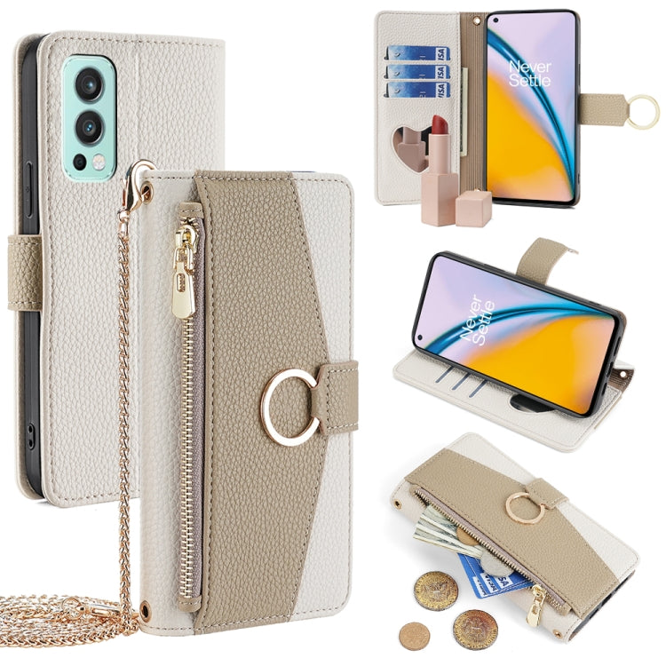 For OnePlus Nord 2 5G Crossbody Litchi Texture Leather Phone Case(White)