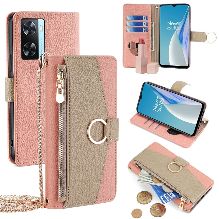 For OnePlus Nord N20 SE Crossbody Litchi Texture Leather Phone Case(Pink)