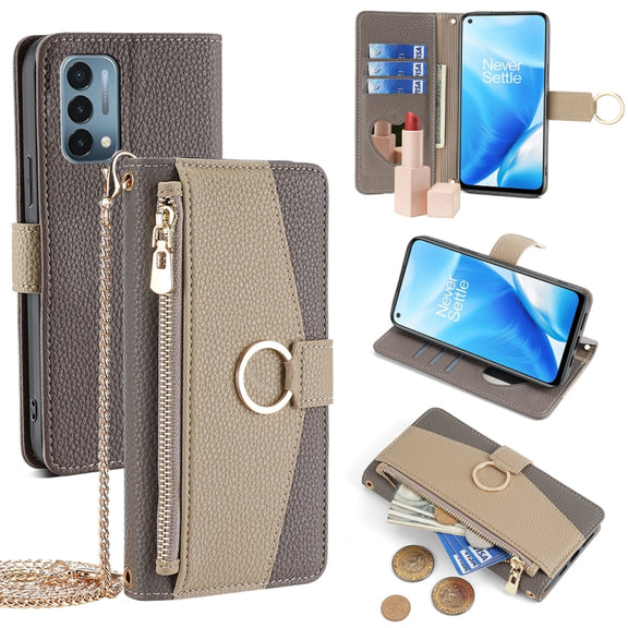 For OnePlus Nord N200 5G Crossbody Litchi Texture Leather Phone Case(Grey)