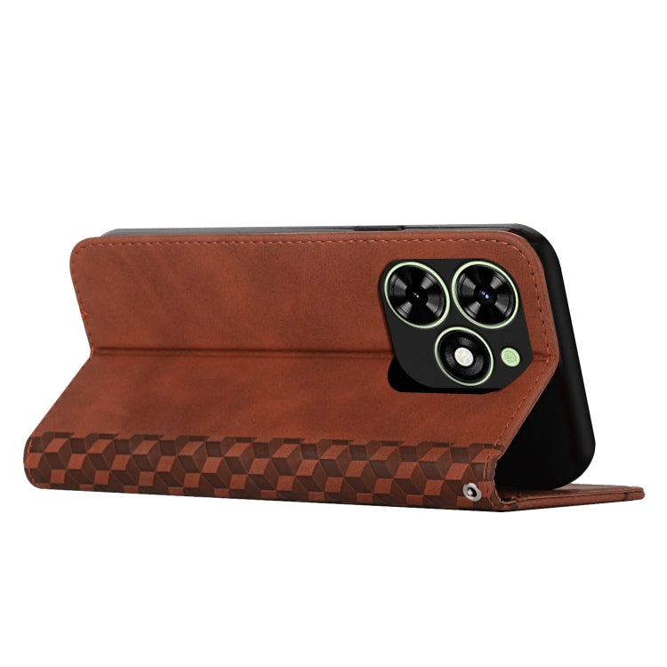For Tecno Spark Go 2024 / POP 8 Diamond Splicing Skin Feel Magnetic Leather Phone Case(Brown)