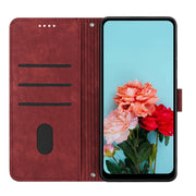 For Tecno Spark Go 2024 / POP 8 Skin Feel Stripe Pattern Leather Phone Case with Lanyard(Red)