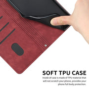 For Tecno Spark Go 2024 / POP 8 Skin Feel Stripe Pattern Leather Phone Case with Lanyard(Red)