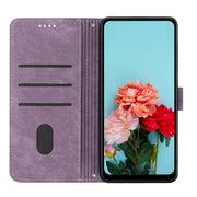 For Tecno Spark Go 2024 / POP 8 Skin Feel Stripe Pattern Leather Phone Case with Long Lanyard(Purple)