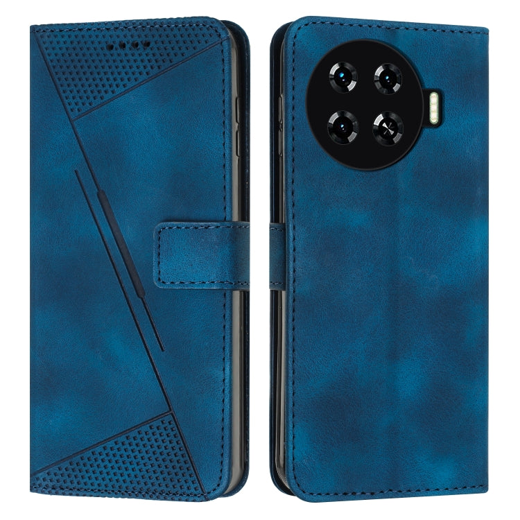 For Tecno Spark 20 Pro+ Dream Triangle Leather Phone Case with Long  Lanyard(Blue)
