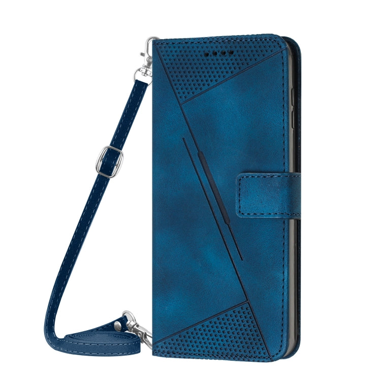 For Tecno Spark 20 Pro+ Dream Triangle Leather Phone Case with Long  Lanyard(Blue)