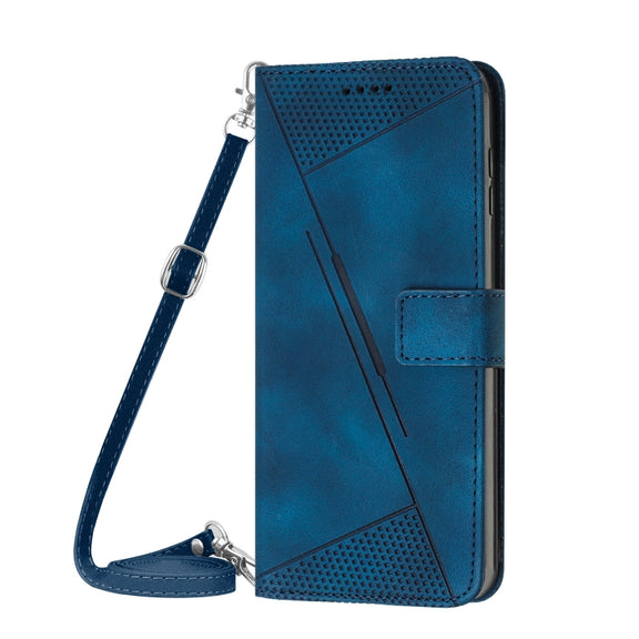 For Tecno Spark 20 Pro+ Dream Triangle Leather Phone Case with Long  Lanyard(Blue)