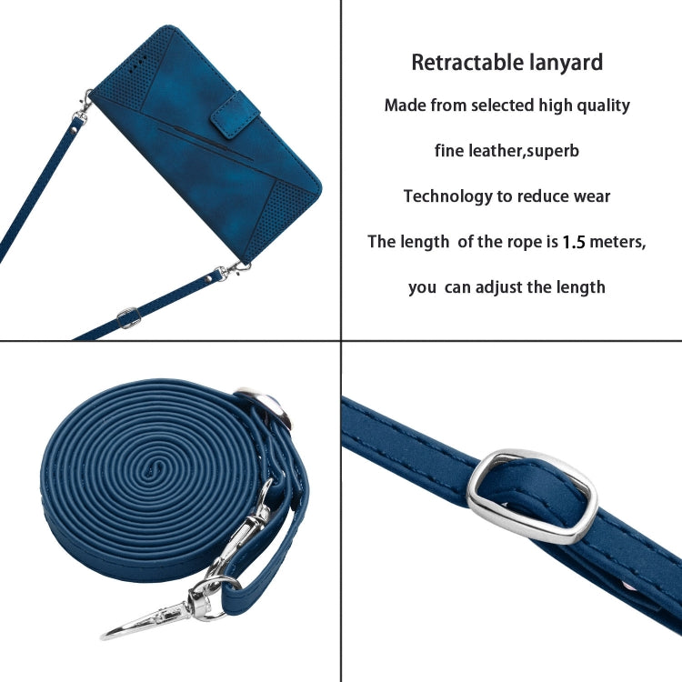 For Tecno Spark 20 Pro+ Dream Triangle Leather Phone Case with Long  Lanyard(Blue)