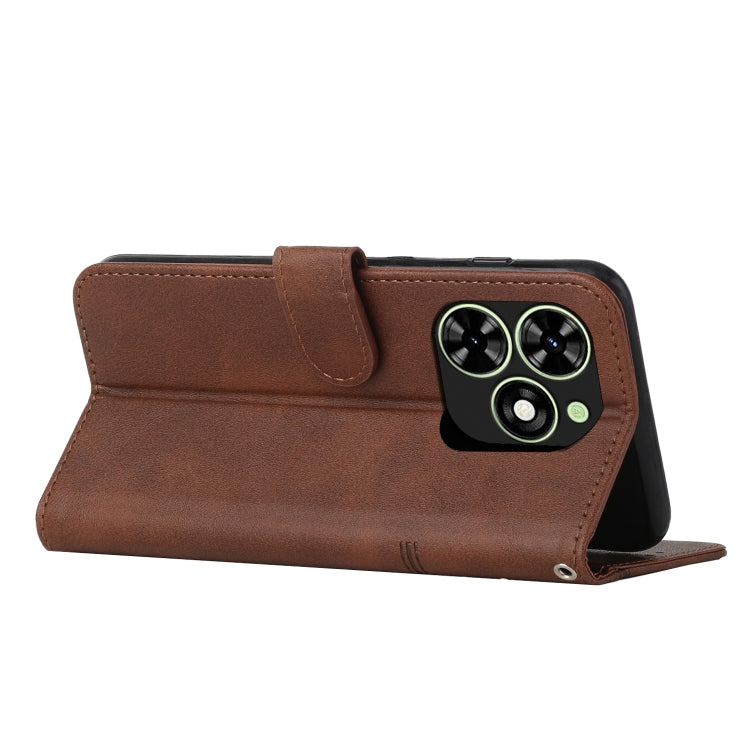 For Tecno Spark Go 2024 / POP 8 Stitching Calf Texture Buckle Leather Phone Case(Brown)