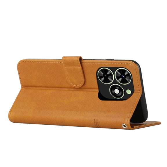 For Tecno Spark Go 2024 / POP 8 Stitching Calf Texture Buckle Leather Phone Case(Yellow)