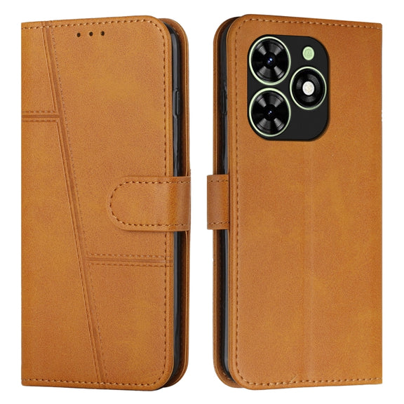 For Tecno Spark Go 2024 / POP 8 Stitching Calf Texture Buckle Leather Phone Case(Yellow)