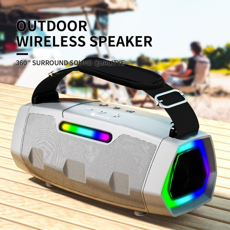 NewRixing NR2033 Portable TWS Wireless Bluetooth Speaker(Silver)