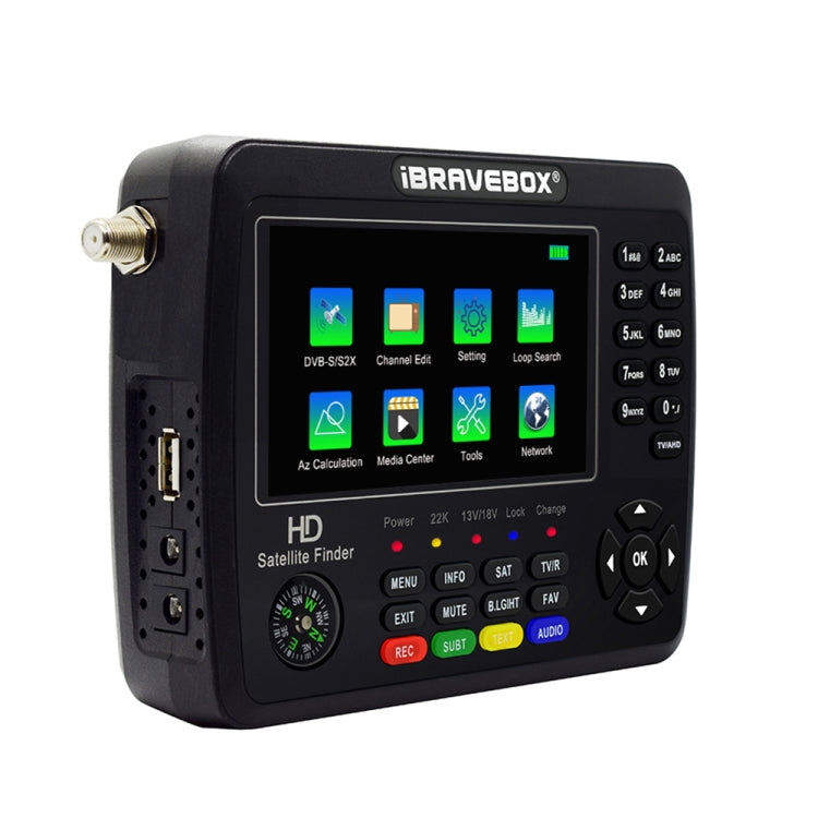 iBRAVEBOX V10 Finder Max+ 4.3 inch Display Digital Satellite Meter Signal Finder, Support DVB-S/S2/S2X AHD, Plug Type:EU Plug(Black)