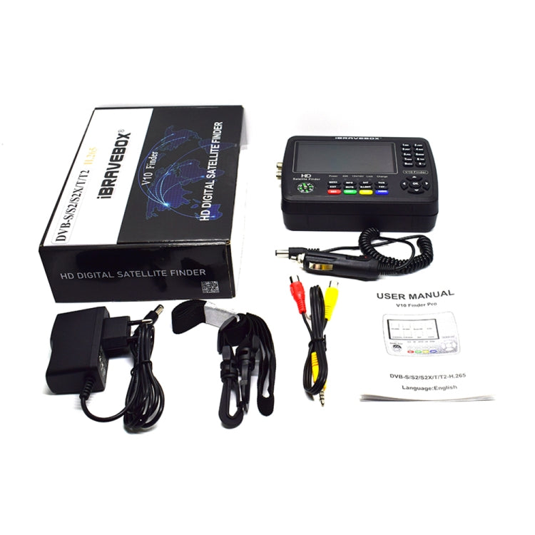 iBRAVEBOX V10 Finder Pro 4.3 inch Display Digital Satellite Meter Signal Finder, Support DVB-S/S2/S2X/T/T2/C, Plug Type:EU Plug(Black)