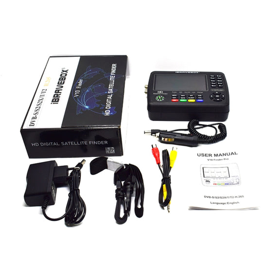 iBRAVEBOX V10 Finder Pro 4.3 inch Display Digital Satellite Meter Signal Finder, Support DVB-S/S2/S2X/T/T2/C, Plug Type:EU Plug(Black)