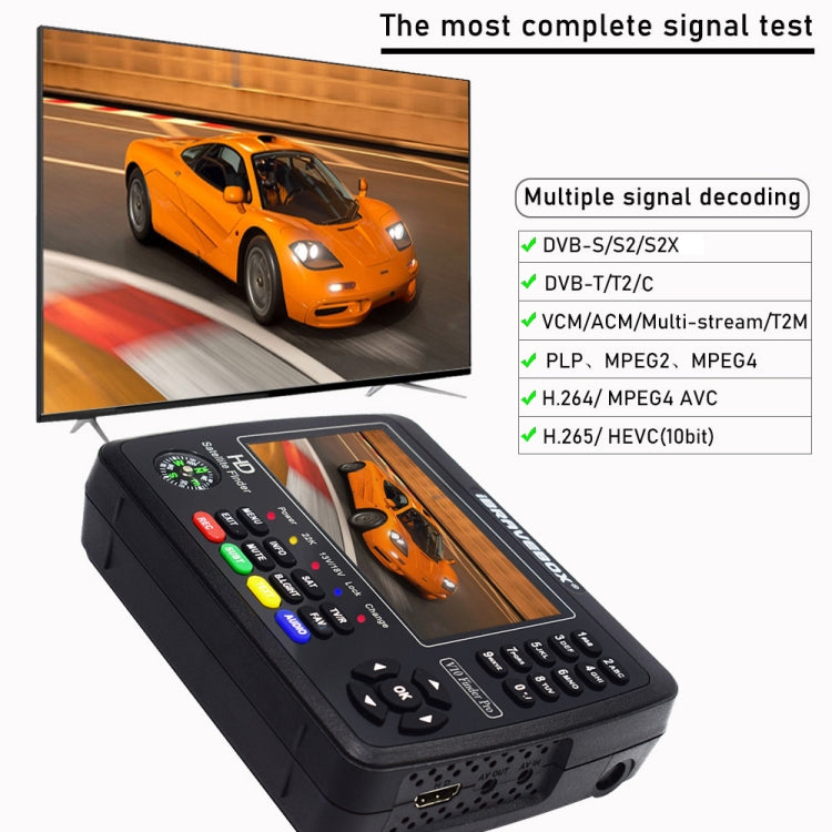 iBRAVEBOX V10 Finder Pro 4.3 inch Display Digital Satellite Meter Signal Finder, Support DVB-S/S2/S2X/T/T2/C, Plug Type:UK Plug(Black)