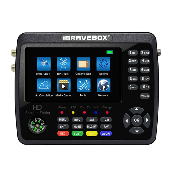 iBRAVEBOX V10 Finder Pro+ 4.3 inch Display Digital Satellite Meter Signal Finder, Support DVB-S/S2/S2X/T/T2/C AHD, Plug Type:US Plug(Black)