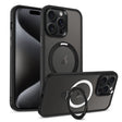 For iPhone 15 Pro MagSafe Holder Skin-feel PC Hybrid TPU Phone Case(Black) - iPhone 15 Pro Cases by PMC TechLife | Online Shopping South Africa | PMC TechLife