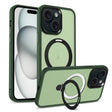For iPhone 15 Plus MagSafe Holder Skin-feel PC Hybrid TPU Phone Case(Green) - iPhone 15 Plus Cases by PMC TechLife | Online Shopping South Africa | PMC TechLife