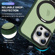 For iPhone 15 Plus MagSafe Holder Skin-feel PC Hybrid TPU Phone Case(Green)